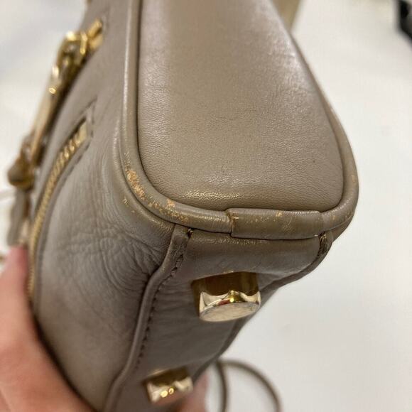 REBECCA MINKOFF TAUPE LEATHER GOLD STUD CROSSBODY BAG( ASIS) - Picture 6 of 16